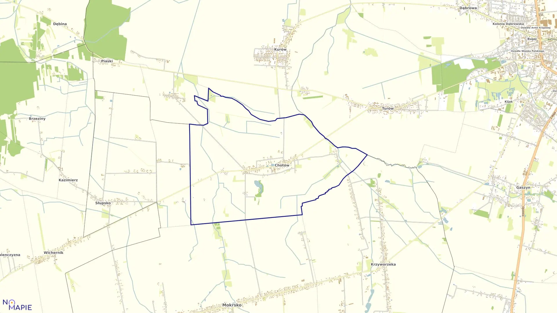 Mapa obrębu CHOTÓW w gminie Mokrsko