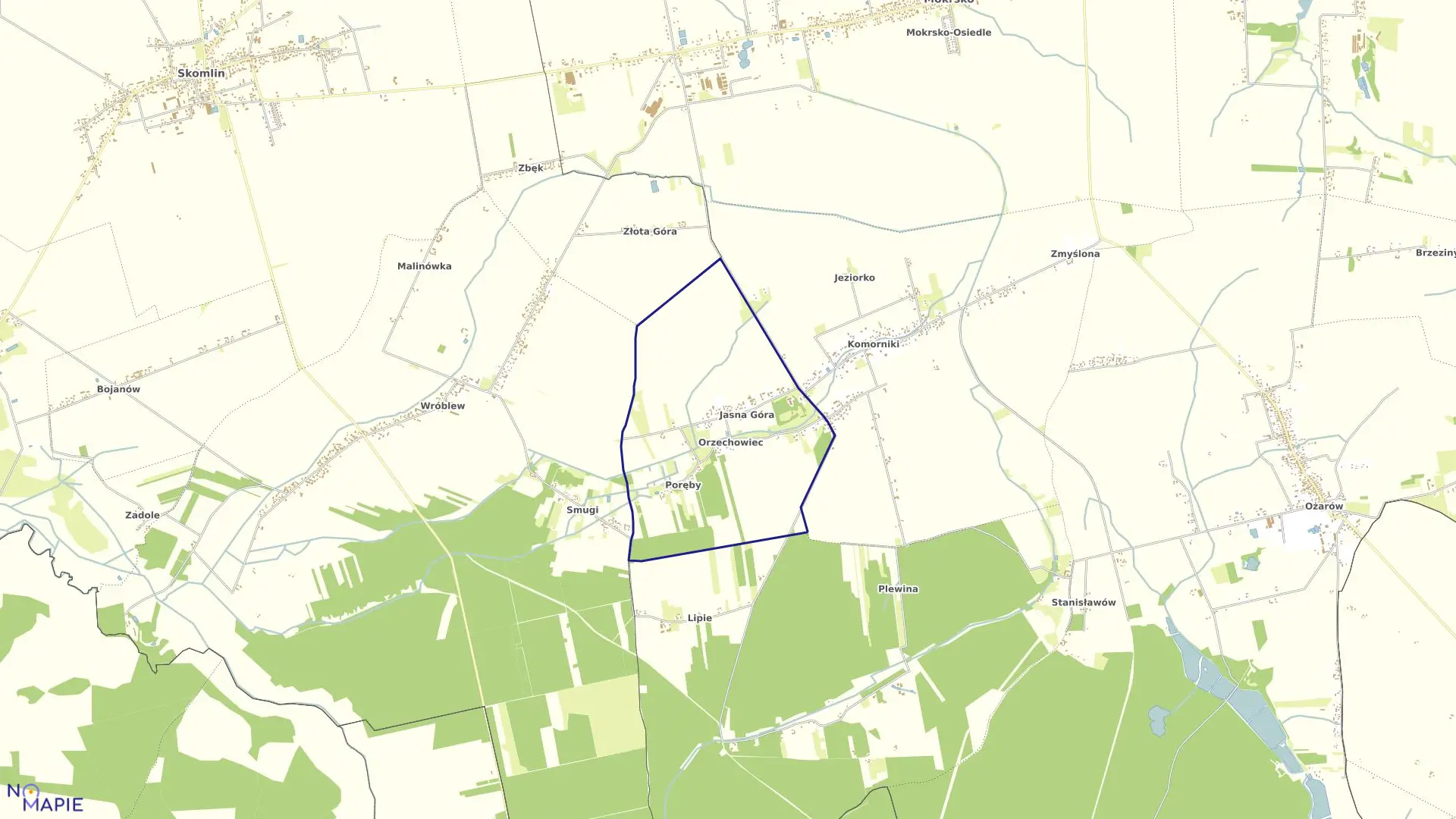 Mapa obrębu JASNA GÓRA w gminie Mokrsko