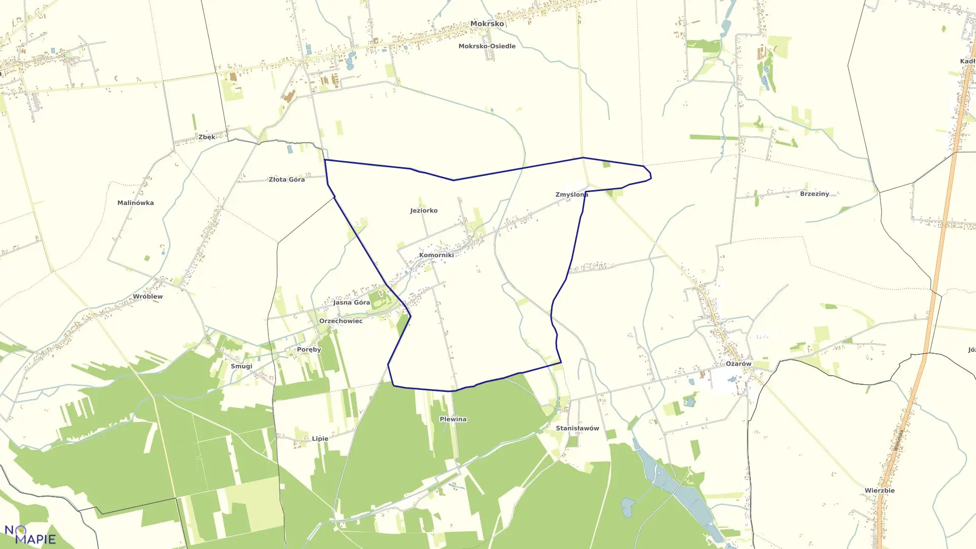 Mapa obrębu KOMORNIKI w gminie Mokrsko