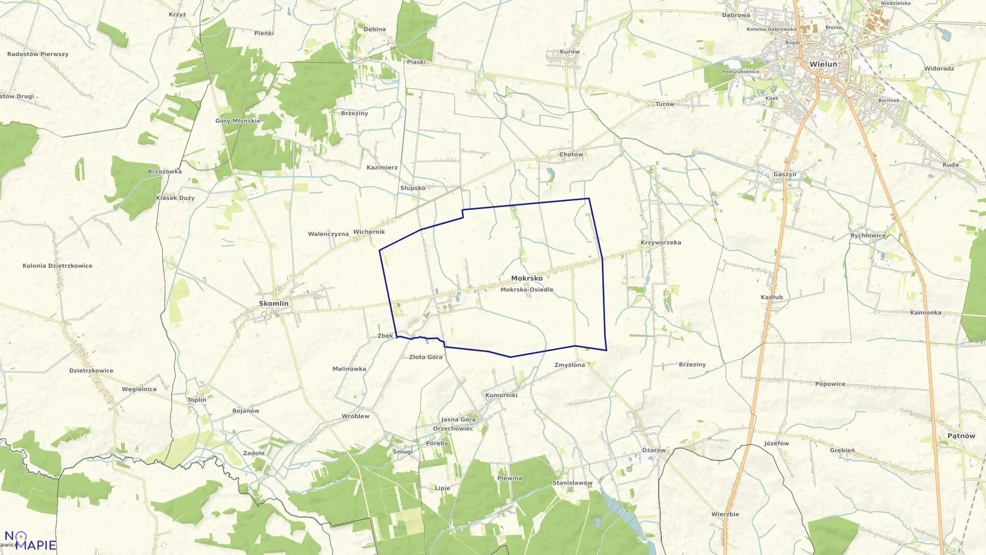 Mapa obrębu MOKRSKO w gminie Mokrsko