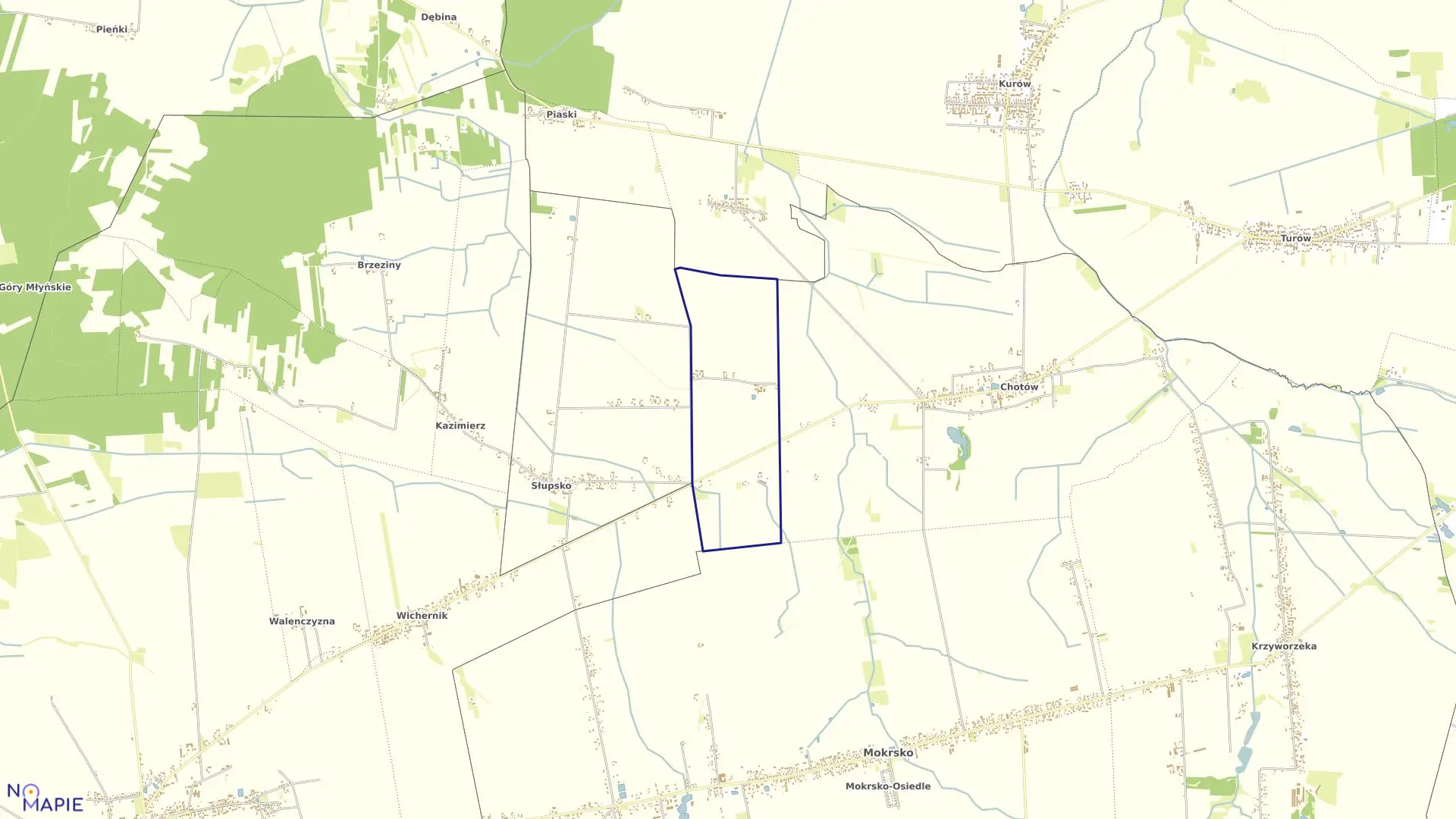 Mapa obrębu MONTEWKI w gminie Mokrsko