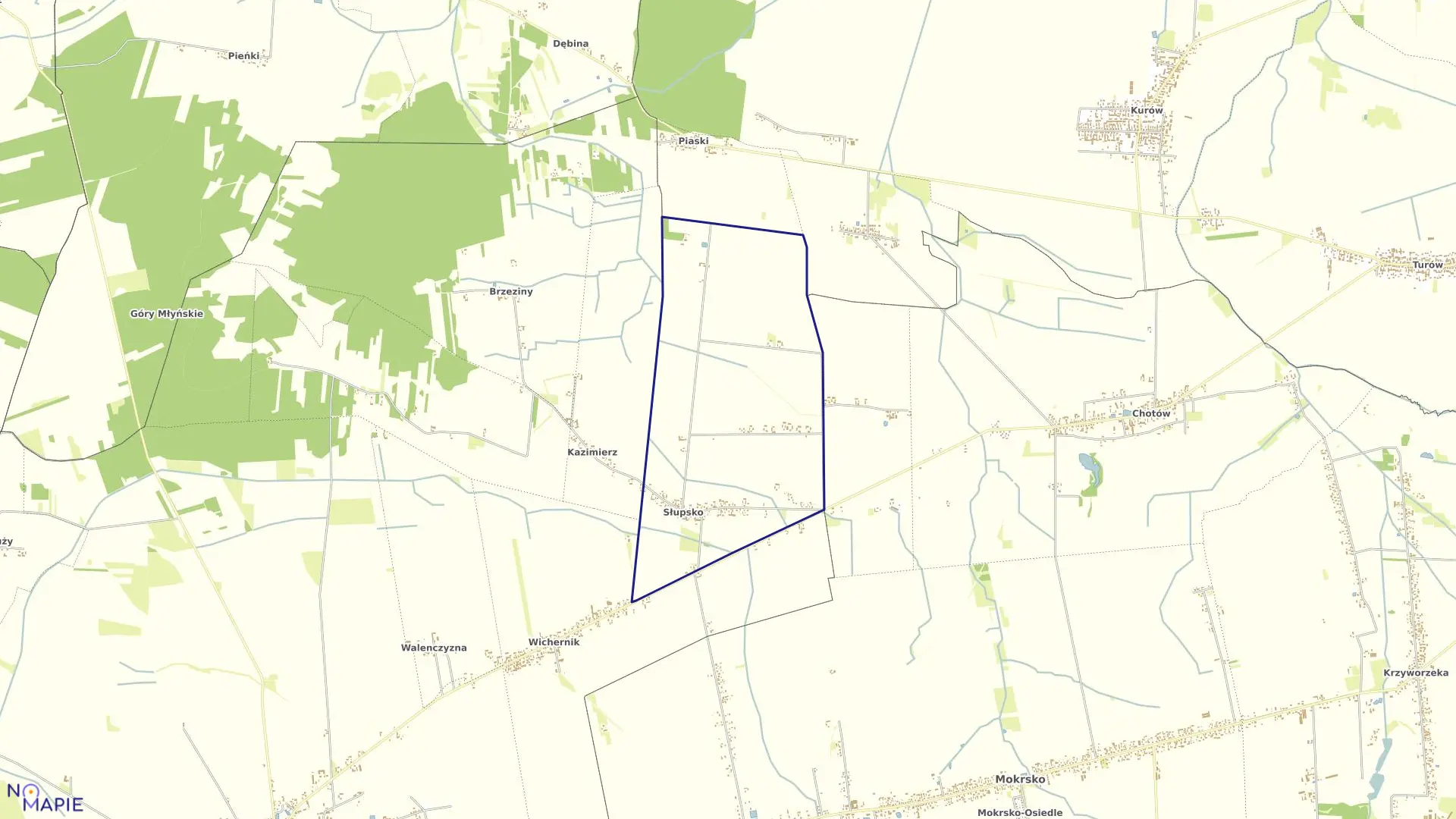 Mapa obrębu SŁUPSKO w gminie Mokrsko